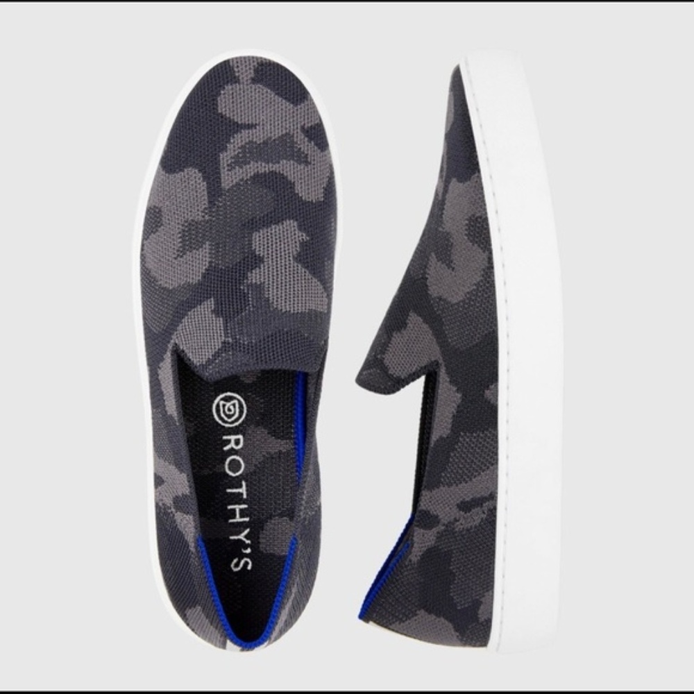 EUC Rothy's slip-on gray camo sneaker, sz 8
